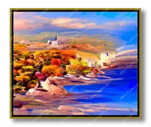 Paysage abstrait représentant les rives du fleuve St-Laurent près de Charlevoix