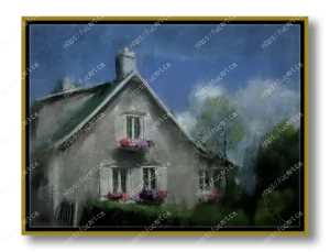 Maison ancestrale aux fenêtres fleuries de l'Ile d'Orléans au Québec