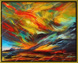 Tableau mural grand format salon, Peinture acrylique coucher de soleil, chambre à coucher, très coloré. Large format wall art for living room, Acrylic painting of sunset, Modern painting for bedroom, very colorful
